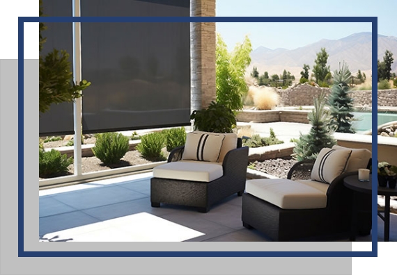 shades protecting backyard patio